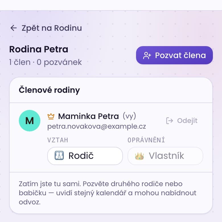 Členové rodiny sdílející kalendář